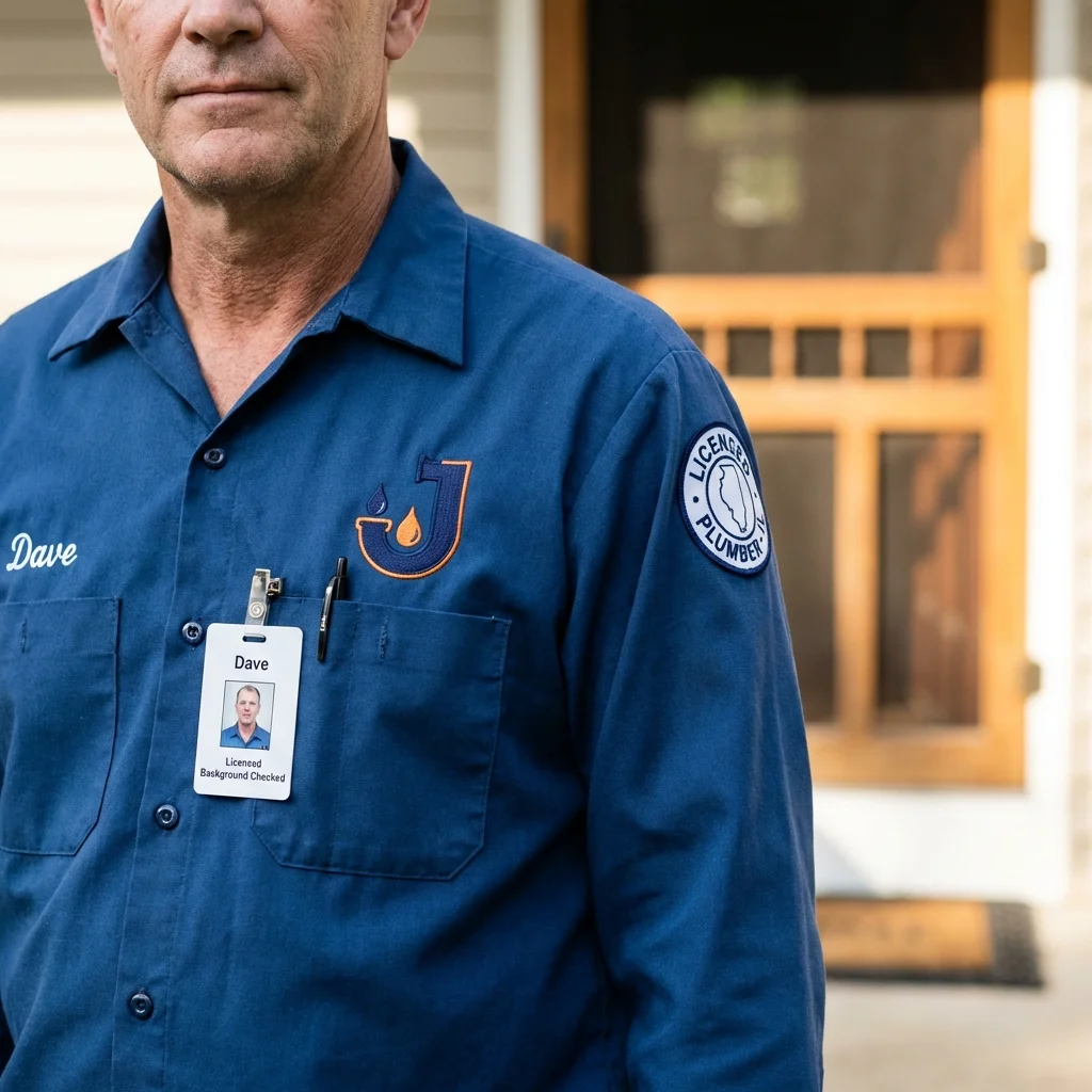 Licensed plumber showing ID badge in Summersville, WV