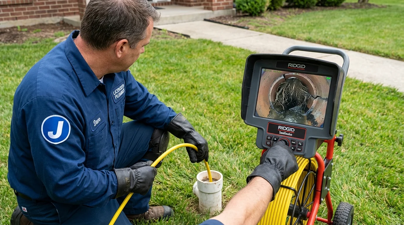 Sewer camera inspection being performed by Johns Plumbing LLC in Summersville
