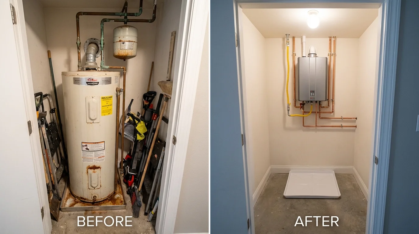 Tank water heater versus wall-mounted tankless unit comparison for Summersville, WV homeowners