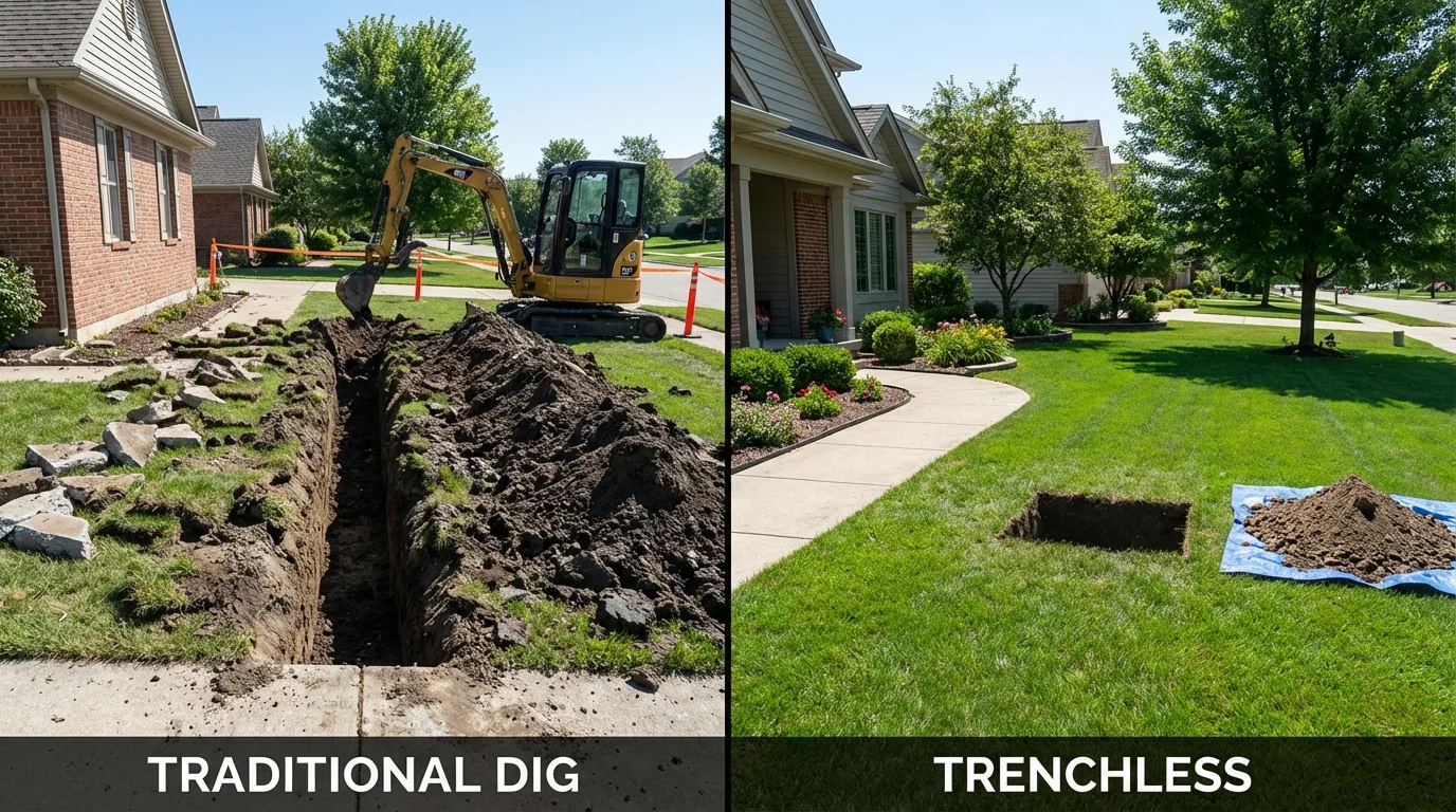 Trenchless sewer repair with minimal yard damage versus traditional excavation in Summersville, WV